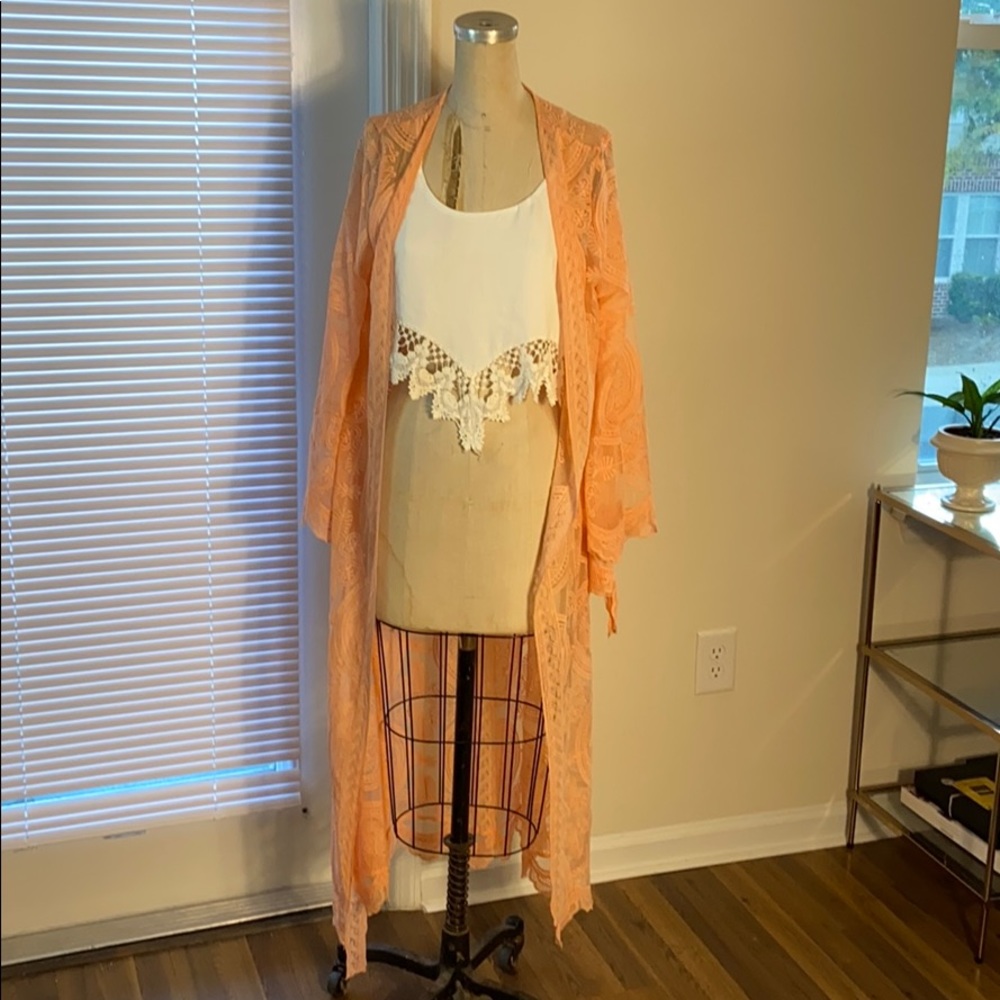 Sheer Peach-colored kimono